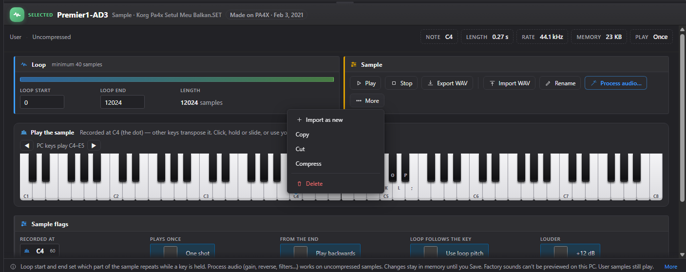 Actual sample tools and Compress operation