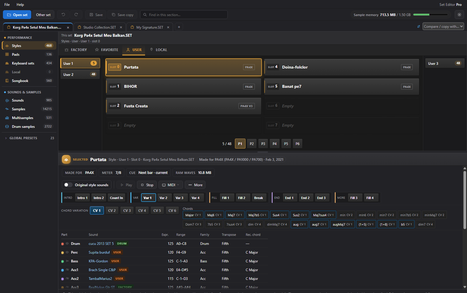 Set Editor Pro with multiple collections open in tabs
